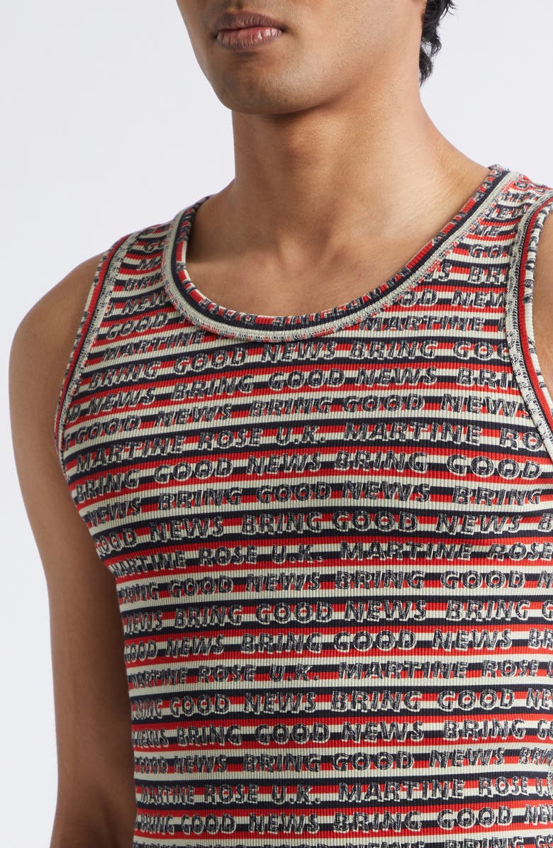Martine Rose Bring Good News Rib Tank, Alternate, color, Red Grey Stripe