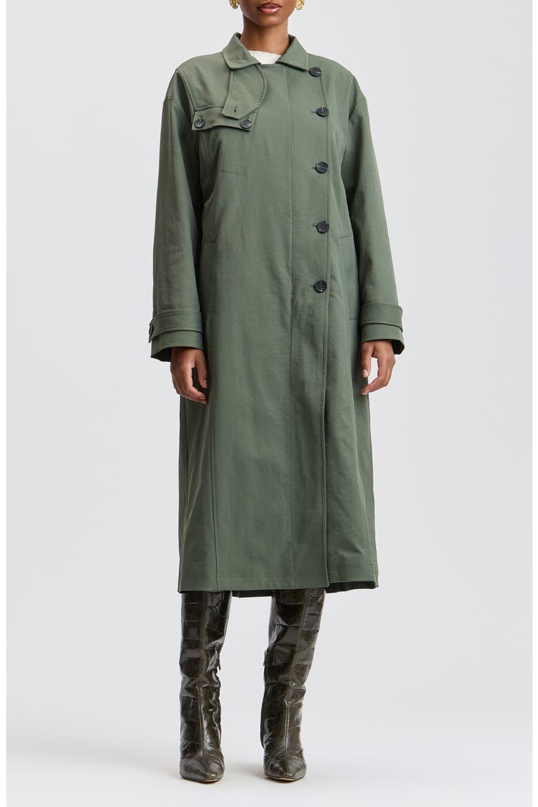 Asymmetric Oversized Trench Coat, Alternate, color, CLOVER