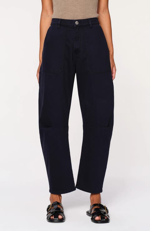 Bilie Easy Barrel High Waist Ankle Twill Pants