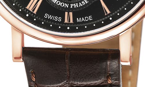 Gv2 Maestro Croc Embossed Leather Strap Watch, 42mm In Black