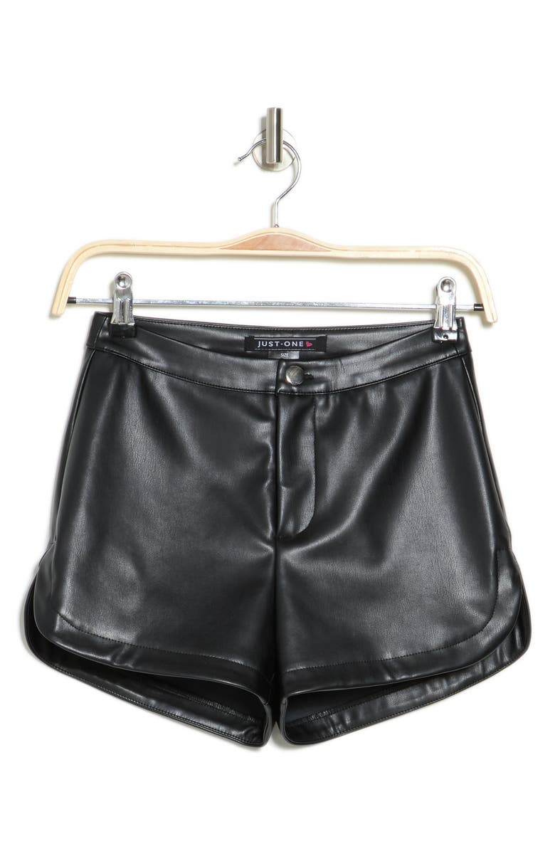JUST ONE Faux Leather Hot Shorts, Alternate, color, 