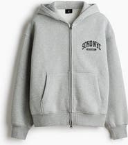 H&M Oversized Fit Printed Zip-through Hoodie