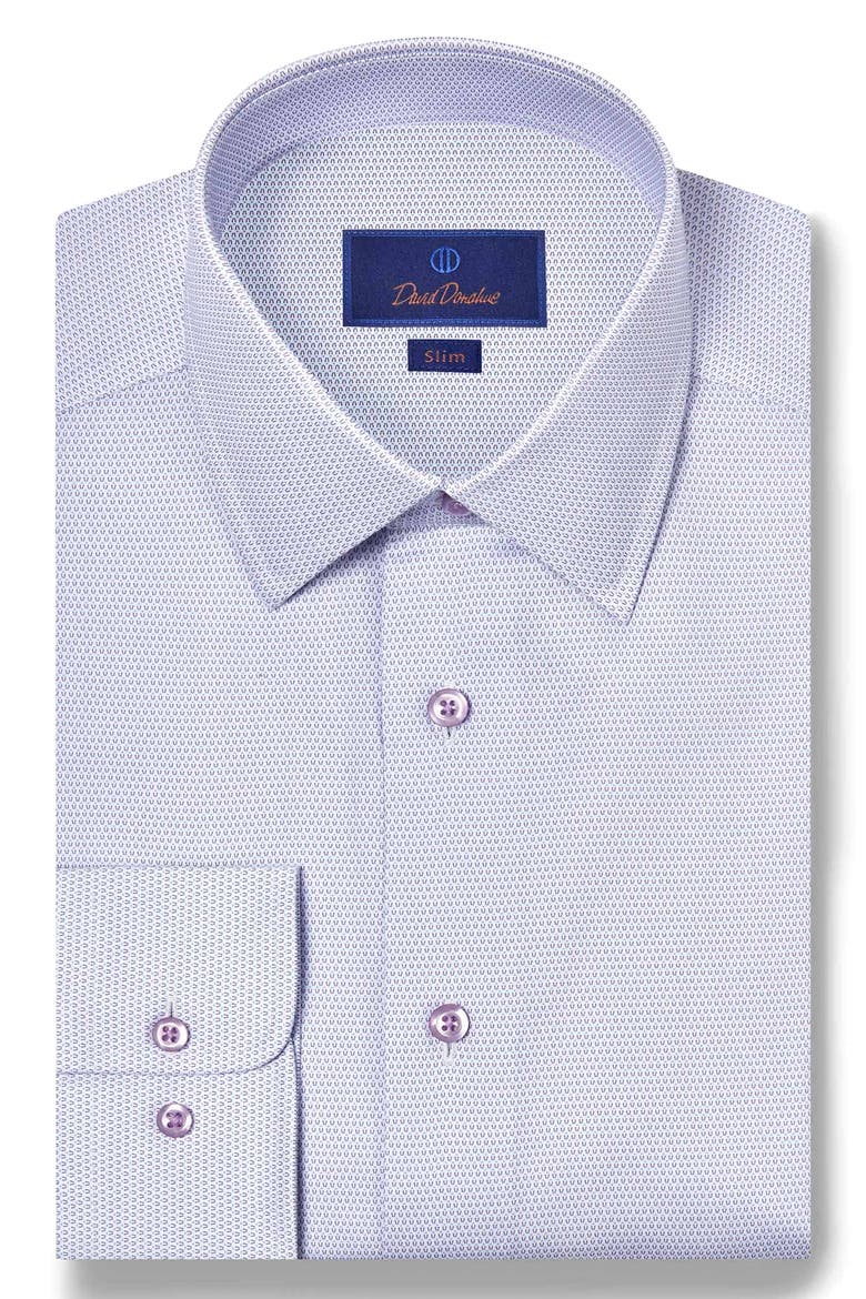Slim Fit Micro Print Cotton Dress Shirt, Main, color, WHITE/ PURPLE