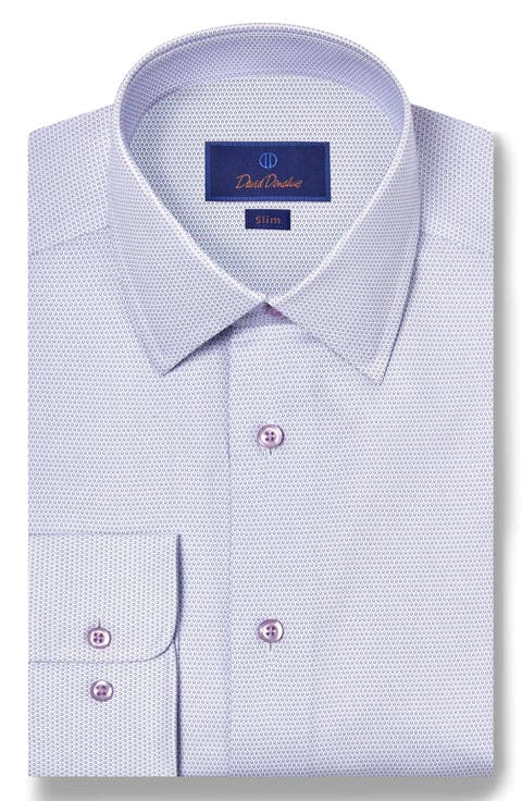 Slim Fit Micro Print Cotton Dress Shirt