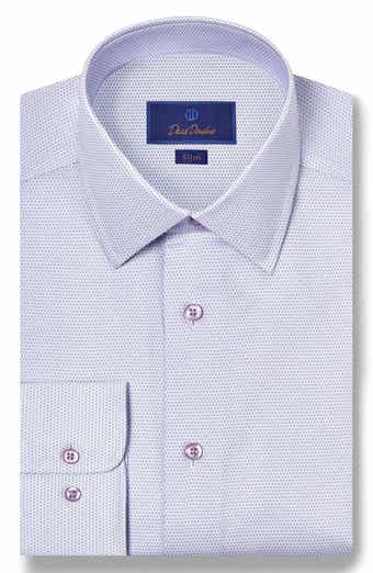 Slim Fit Micro Print Cotton Dress Shirt
