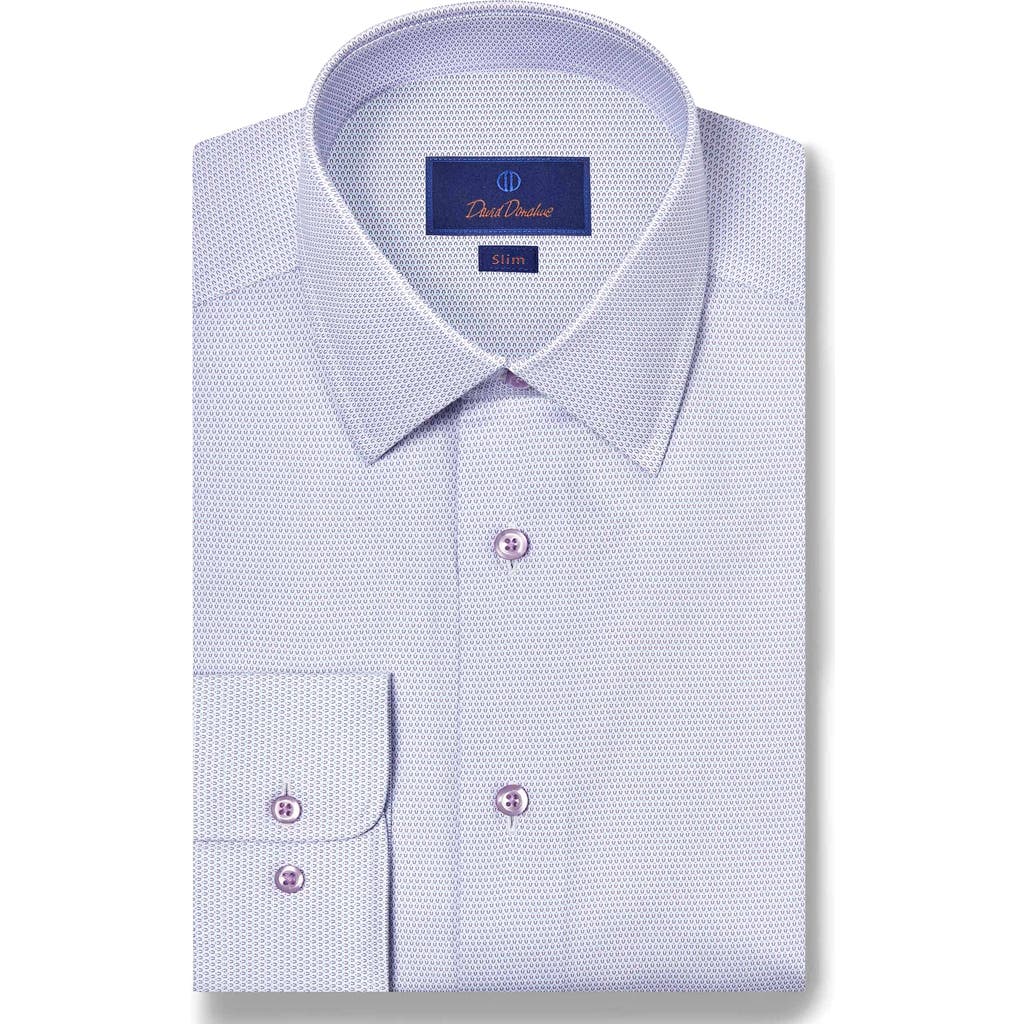 David Donahue Slim Fit Micro Print Cotton Dress Shirt In Blue