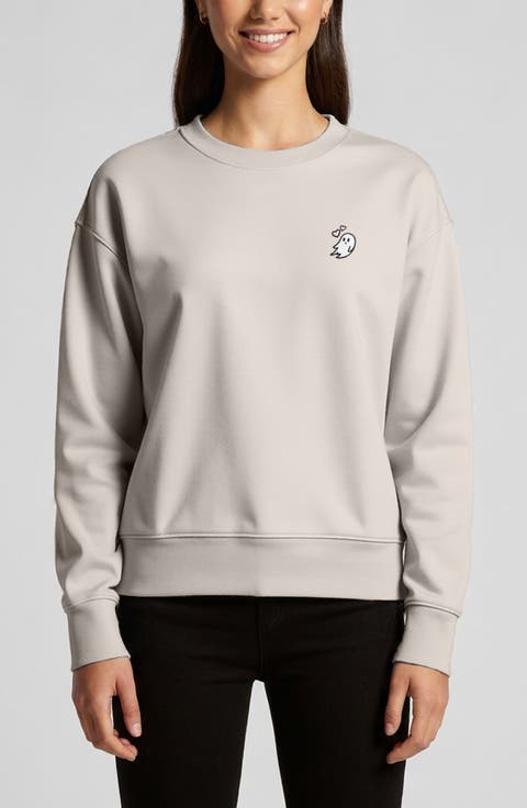 Heartly Ghost Relaxed Fleece Crewneck Sweatshirt