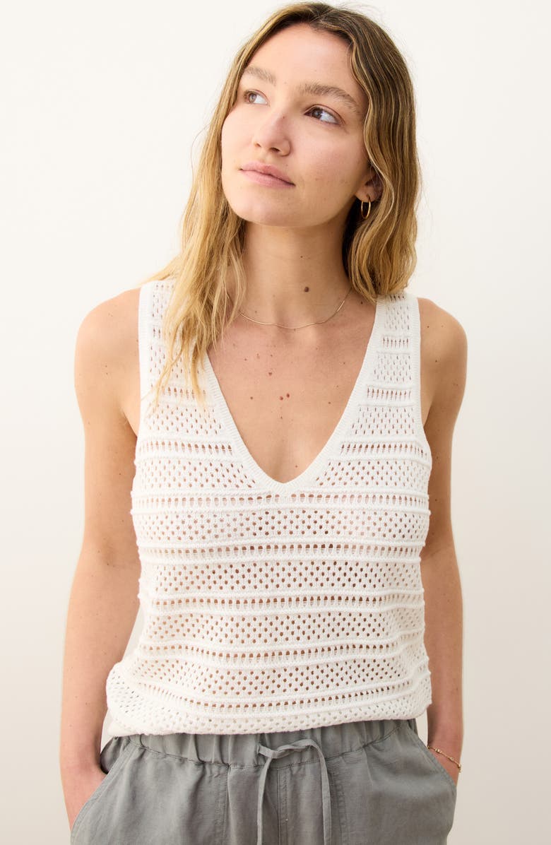 Marine Layer Finley Open Stitch Sweater Tank, Alternate, color, White