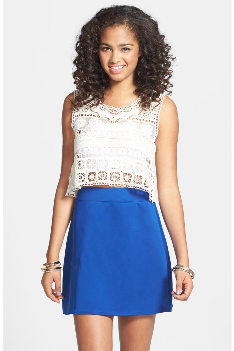 Frenchi® Knit A-Line Skirt, Main, color, BLUE MAZARINE