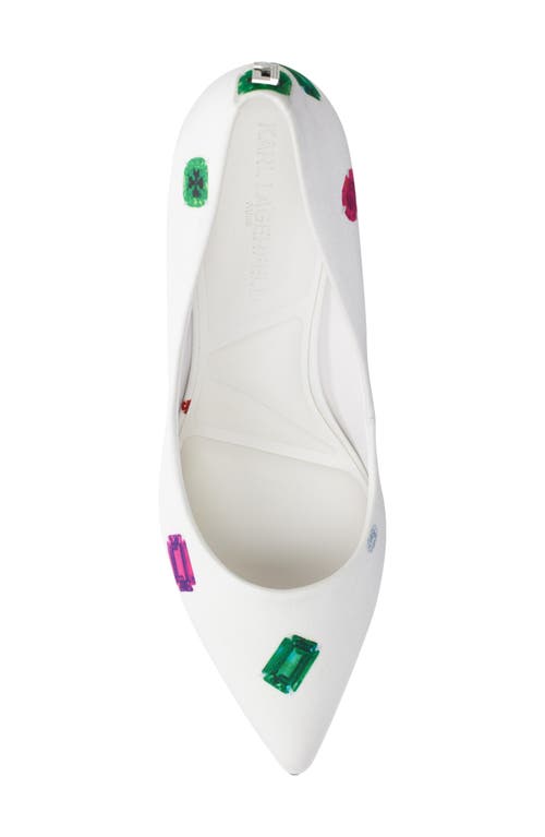 Shop Karl Lagerfeld Royale Pointed Toe Pump In White Multi