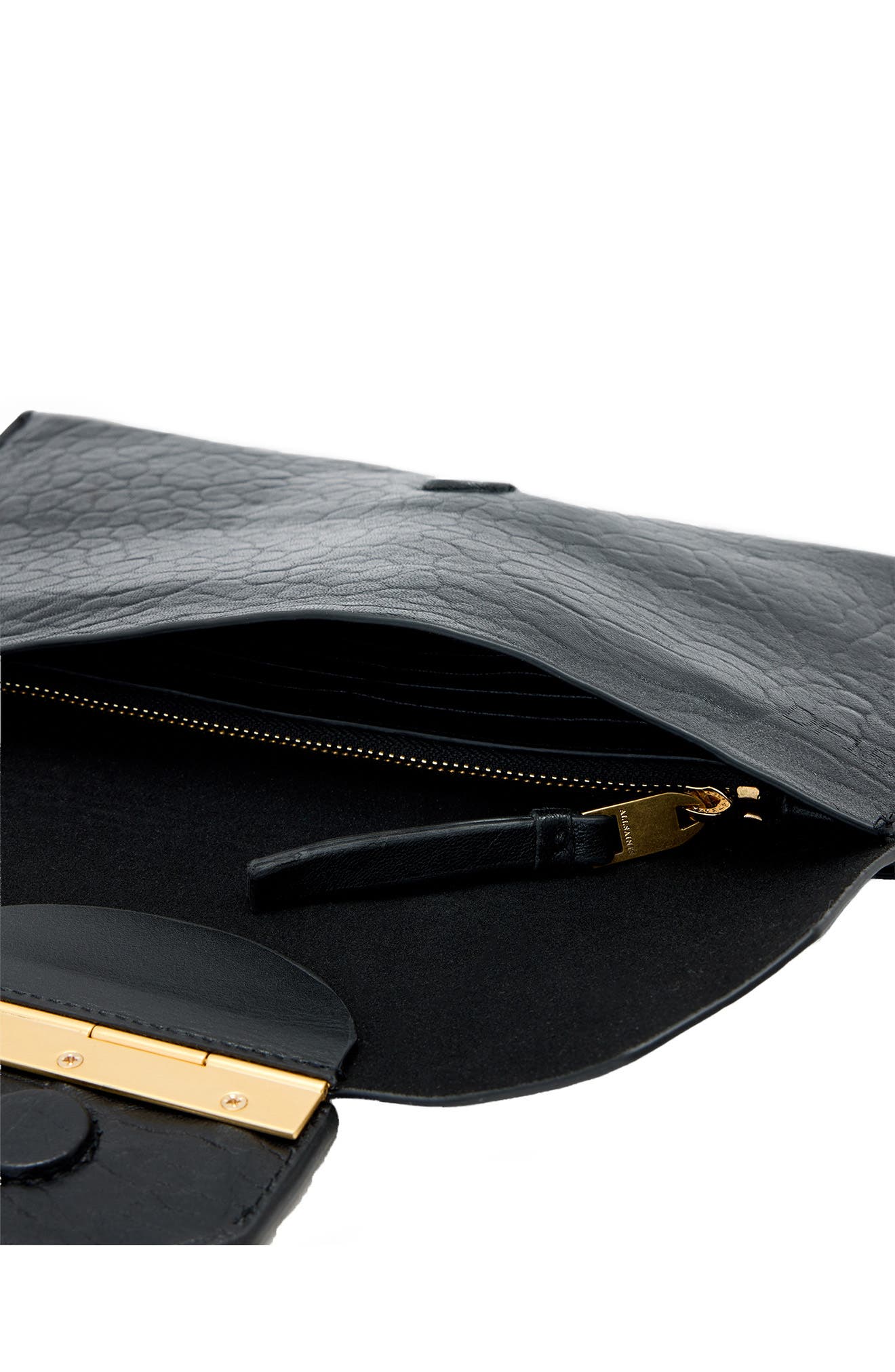 AllSaints Ursa Leather Wallet, Alternate, color, Black