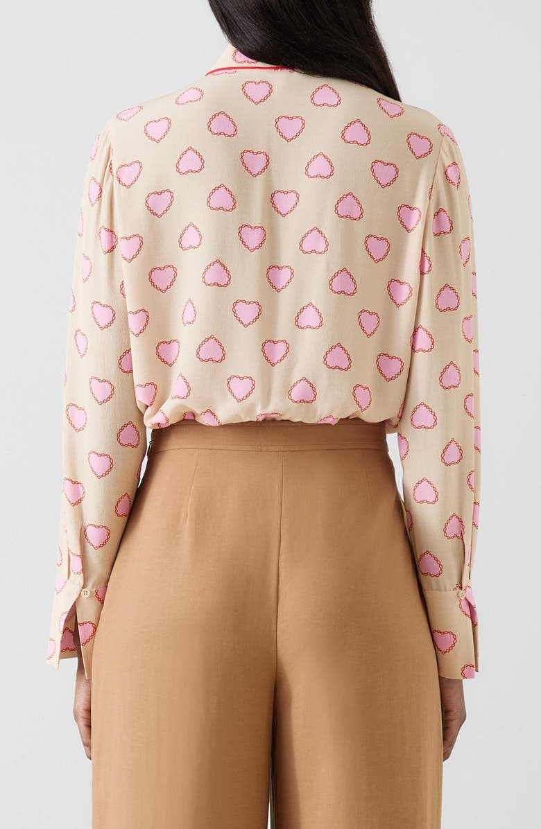 LK Bennett Amore Stitch Tie Neck Button-Up Shirt, Alternate, color, Natural Multi