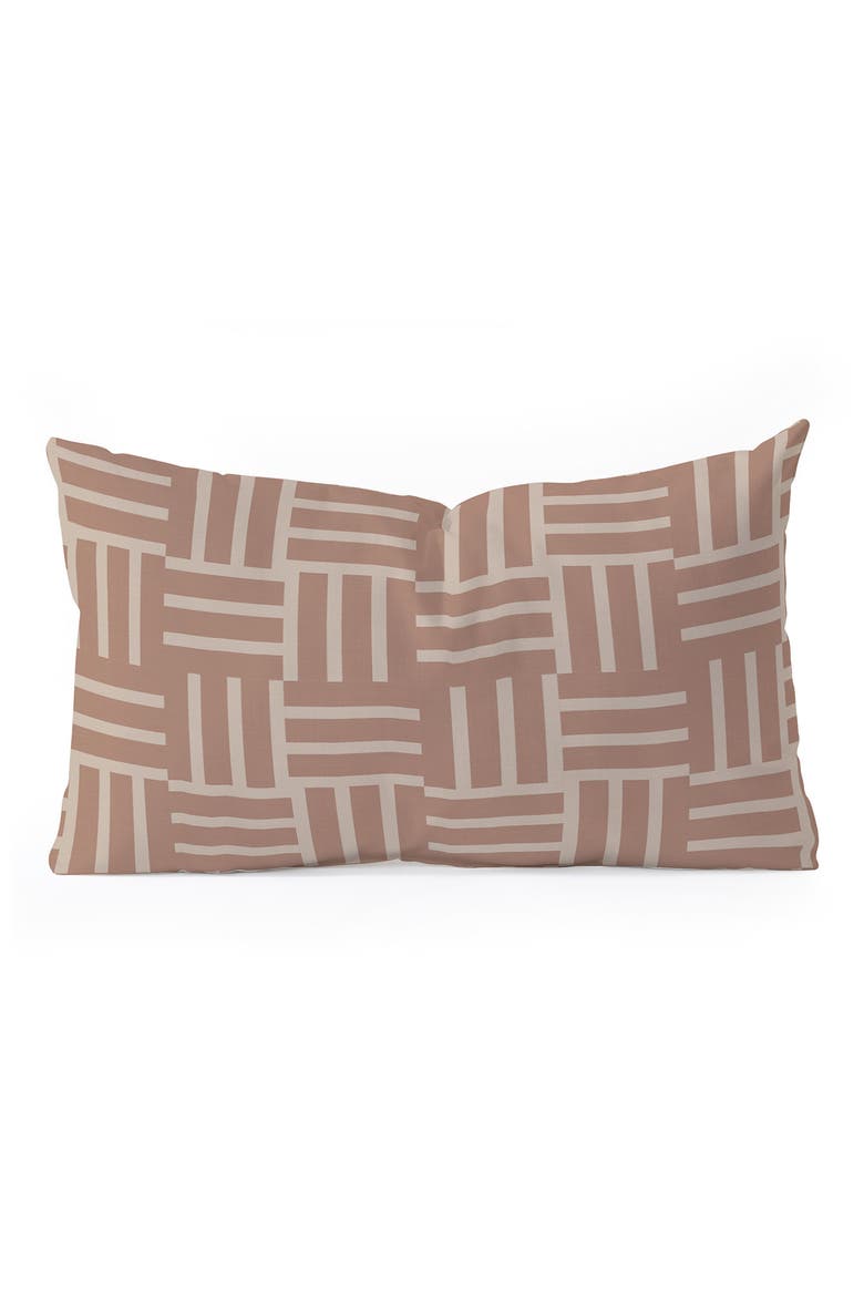 Earthy Mocha Tile Print Oblong Throw Pillow, Main, color, BEIGE