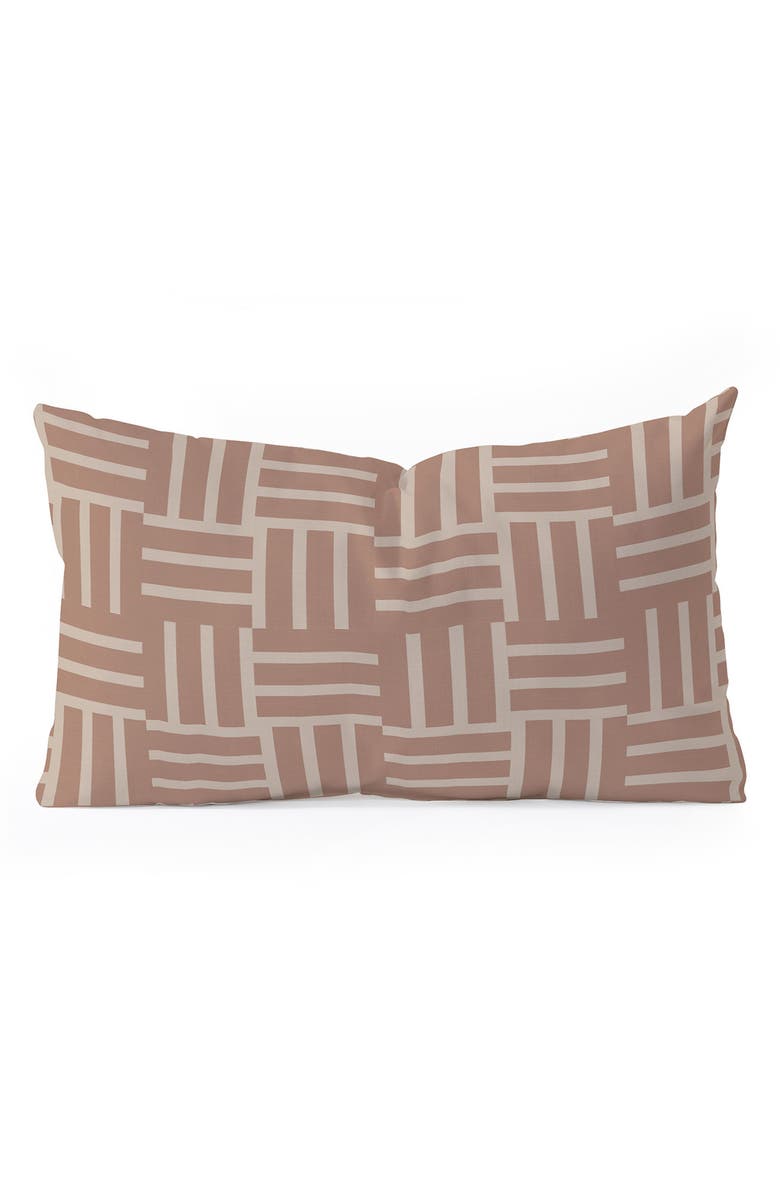 Deny Designs Earthy Mocha Tile Print Oblong Throw Pillow, Main, color, Beige