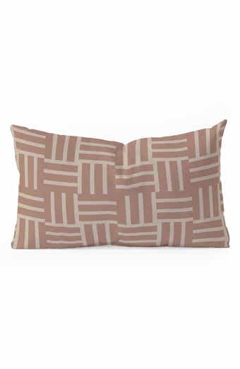 Earthy Mocha Tile Print Oblong Throw Pillow