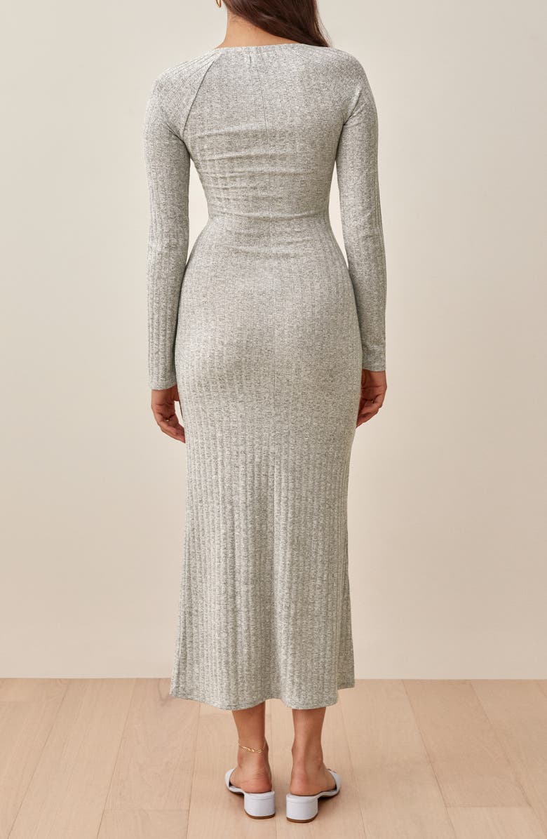 Reformation Lemon Rib Long Sleeve Dress, Alternate, color, 