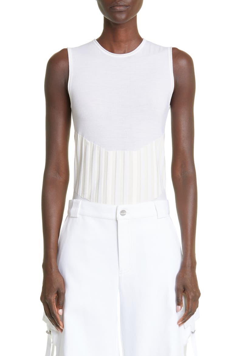 Two-Tone Merino Wool Blend Tank, Main, color, WHITE/ CREAM