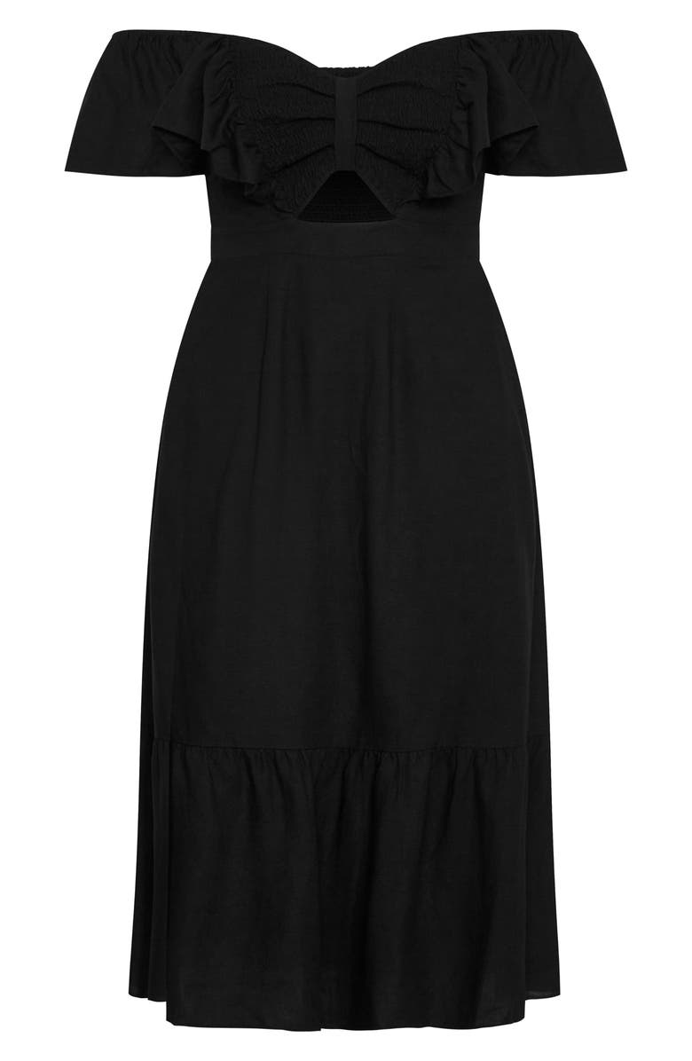 City Chic Alora Flutter Sleeve Cutout Maxi Dress, Alternate, color,