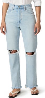 PAIGE Sawyer Ripped High Waist Straight Leg Jeans