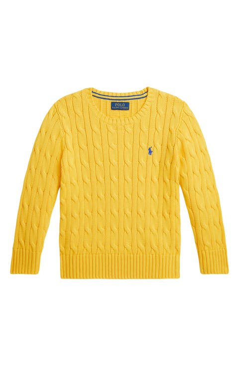 Kids' Cabled Cotton Crewneck Sweater (Toddler & Little Kid)