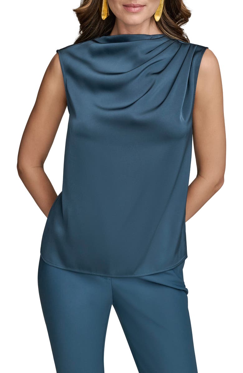 Donna Karan New York Drape Neck Charmeuse Top, Main, color,