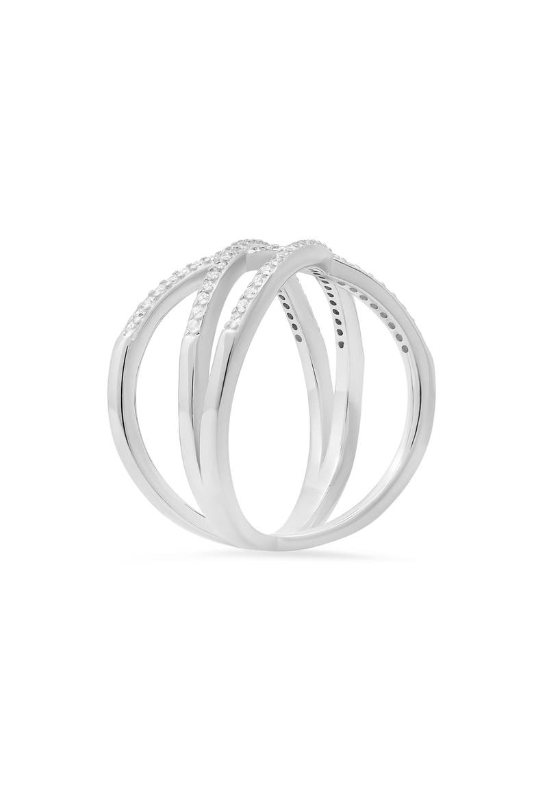 Sterling Silver Crisscross Cubic Zirconia Ring, Alternate, color, SILVER