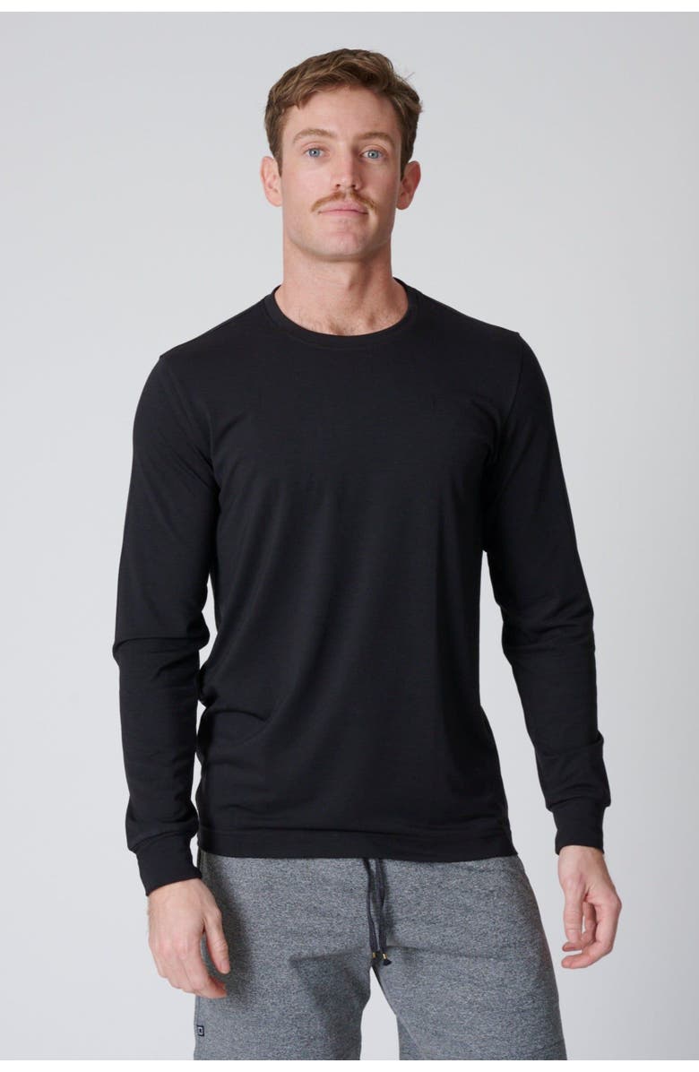 LEISURE LAB Long Sleeve Everyday T-Shirt, Main, color, Matte Black