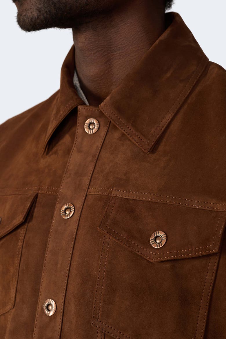 Enzo Suede Shirt Jacket, Alternate, color, Chestnut