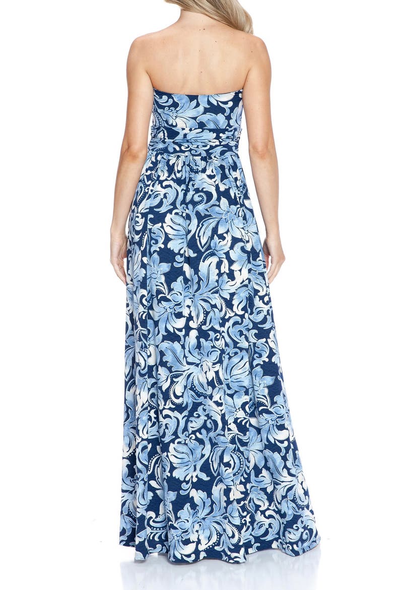 Printed Strapless Dress, Alternate, color, BLUE MULTI