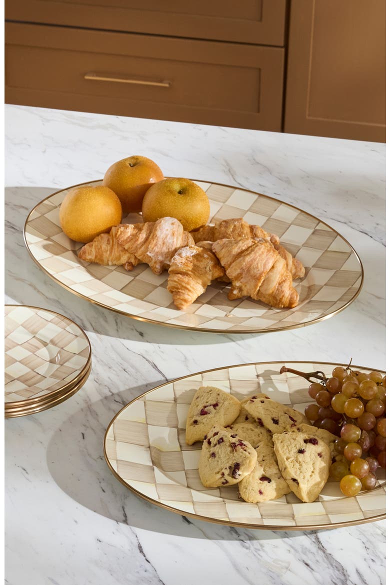 Medium Mocha Check Oval Platter, Alternate, color, MOCHA