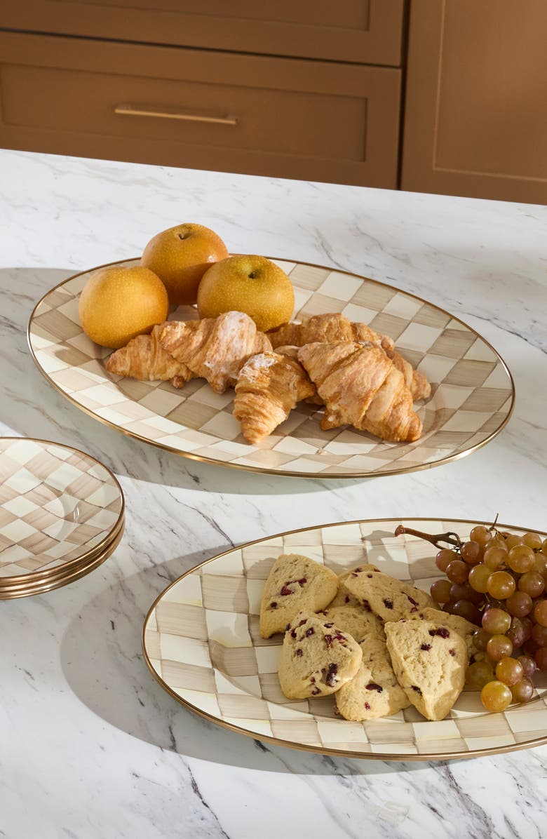 MACKENZIE CHILDS Medium Mocha Check Oval Platter, Alternate, color, Mocha
