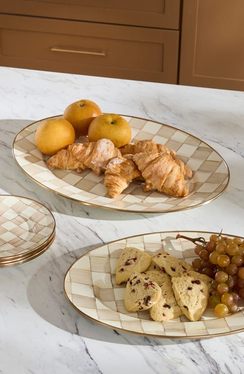 Mackenzie-childs Mackenzie Childs Medium Mocha Check Oval Platter In Neutral