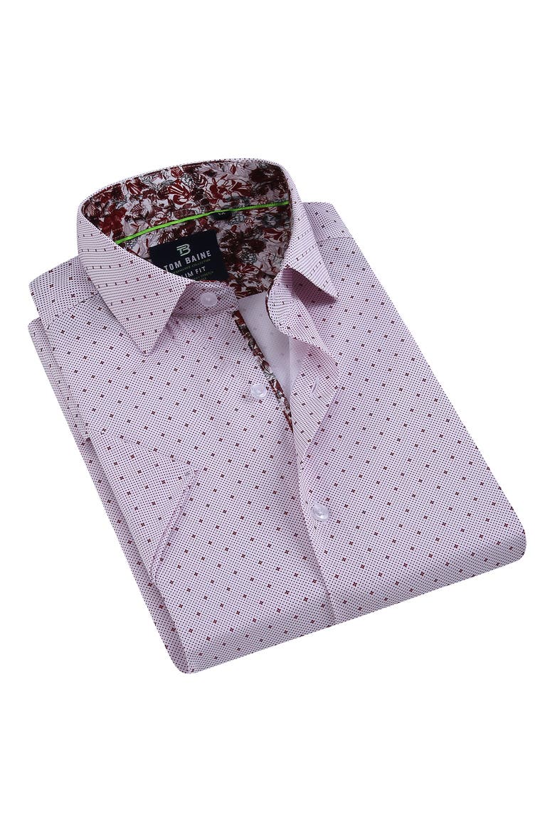 Slim Fit Performance Short Sleeve Button-Up Shirt, Alternate, color, LIGHT PINK WHITE