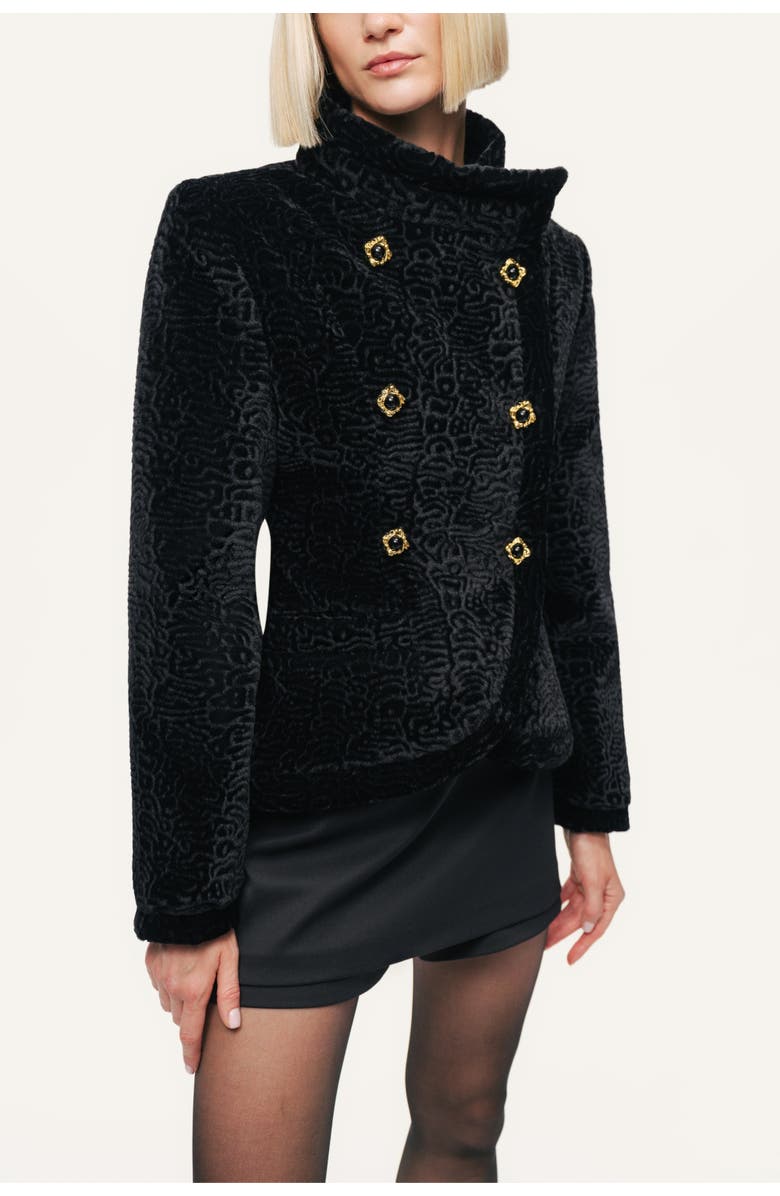 Nocturne Textured High Neck Jacket, Alternate, color, Black