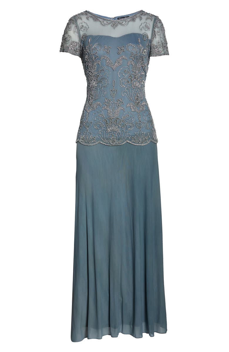 Pisarro Nights Beaded Illusion Neck Chiffon Gown, Alternate, color,