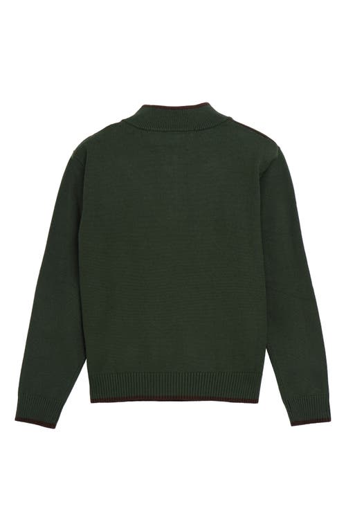 X-ray Xray Kids' Raw X Shoulder Detail Quarter Zip Sweater In Green