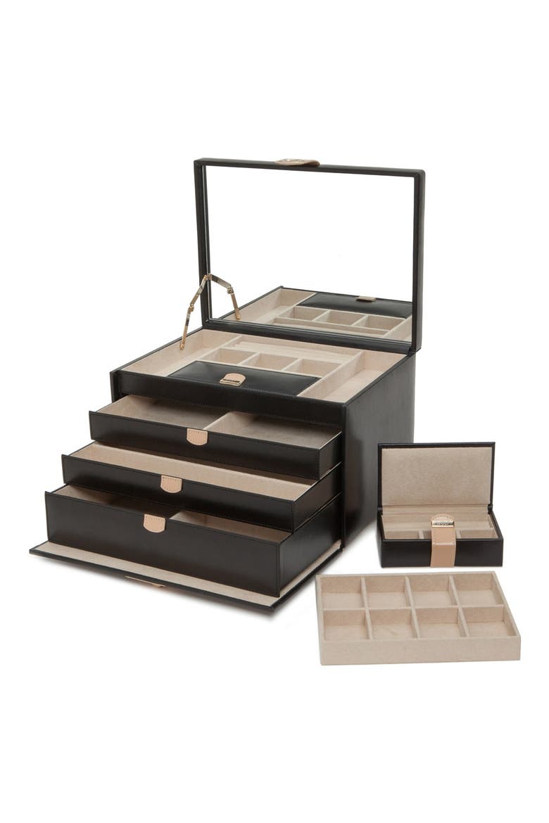 'Chloe' Jewelry Box, Alternate, color, BLACK