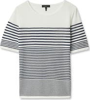 rag & bone Daisy Stripe Short Sleeve Cotton Blend Sweater