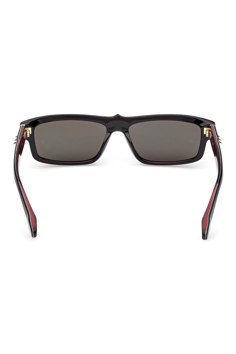 57mm Square Sunglasses, Alternate, color, BLACK / RED GUNMETAL / GOLD