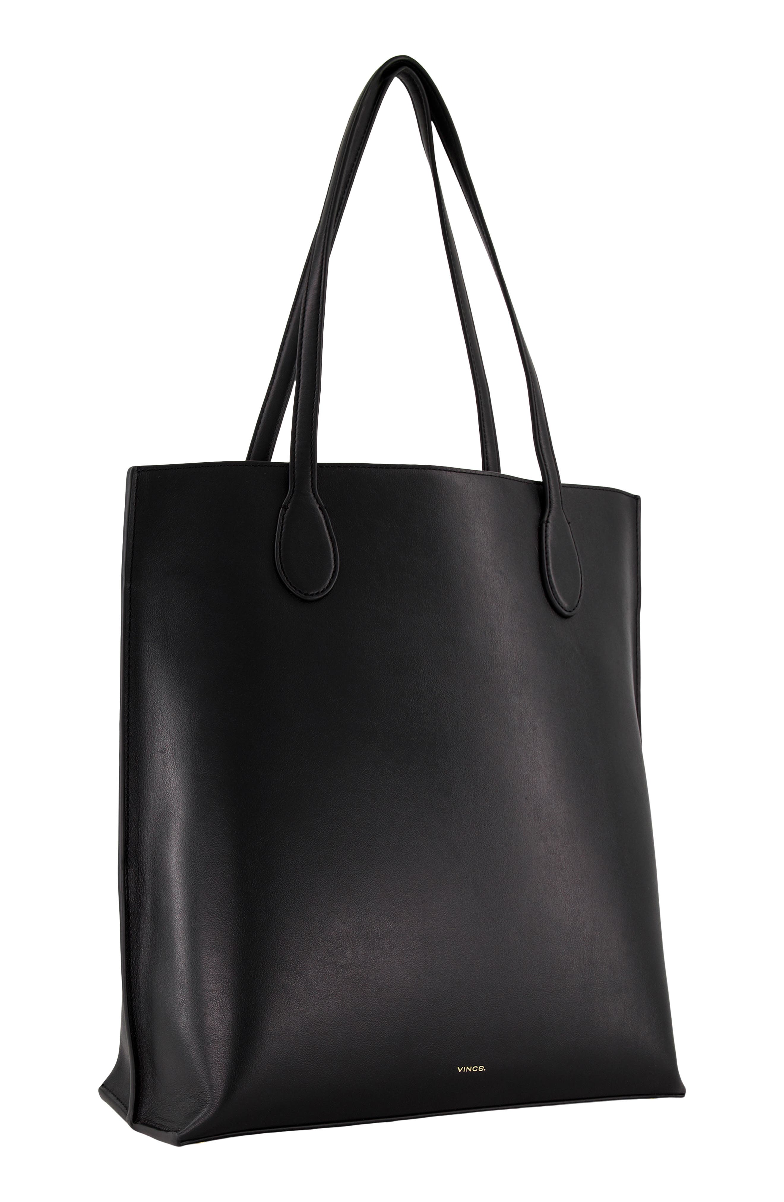 Vince Athene Leather Tote, Alternate, color, Black