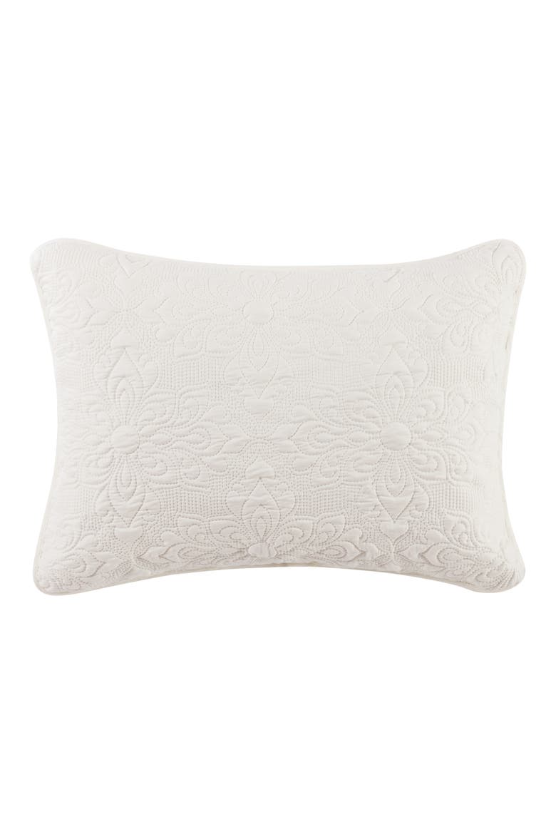 Caroline Embossed Floral Quilt Set, Alternate, color, WHITE