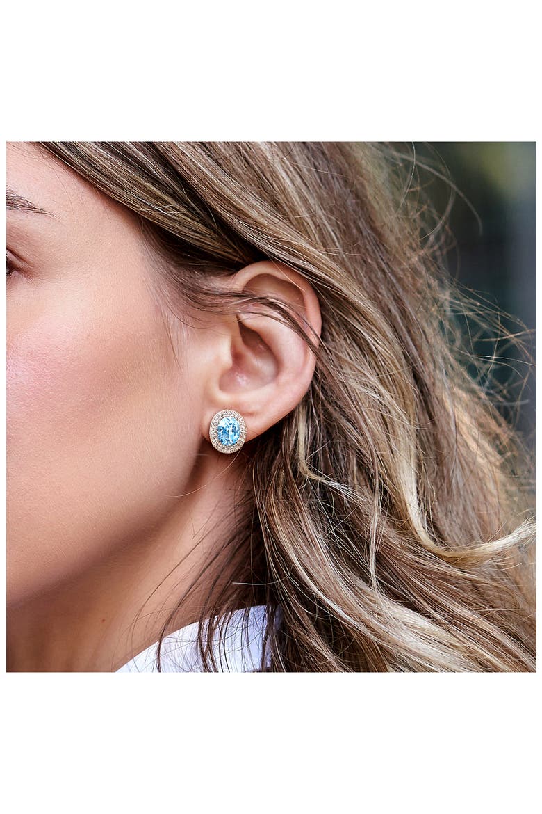 Sky Blue Topaz & White Topaz Ring & Stud Earrings Set, Alternate, color, BLUE