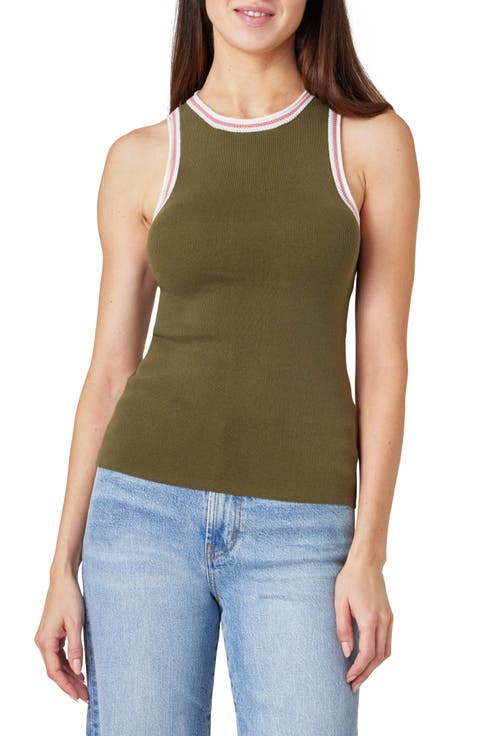 Crochet Trim Cotton Blend Sweater Tank