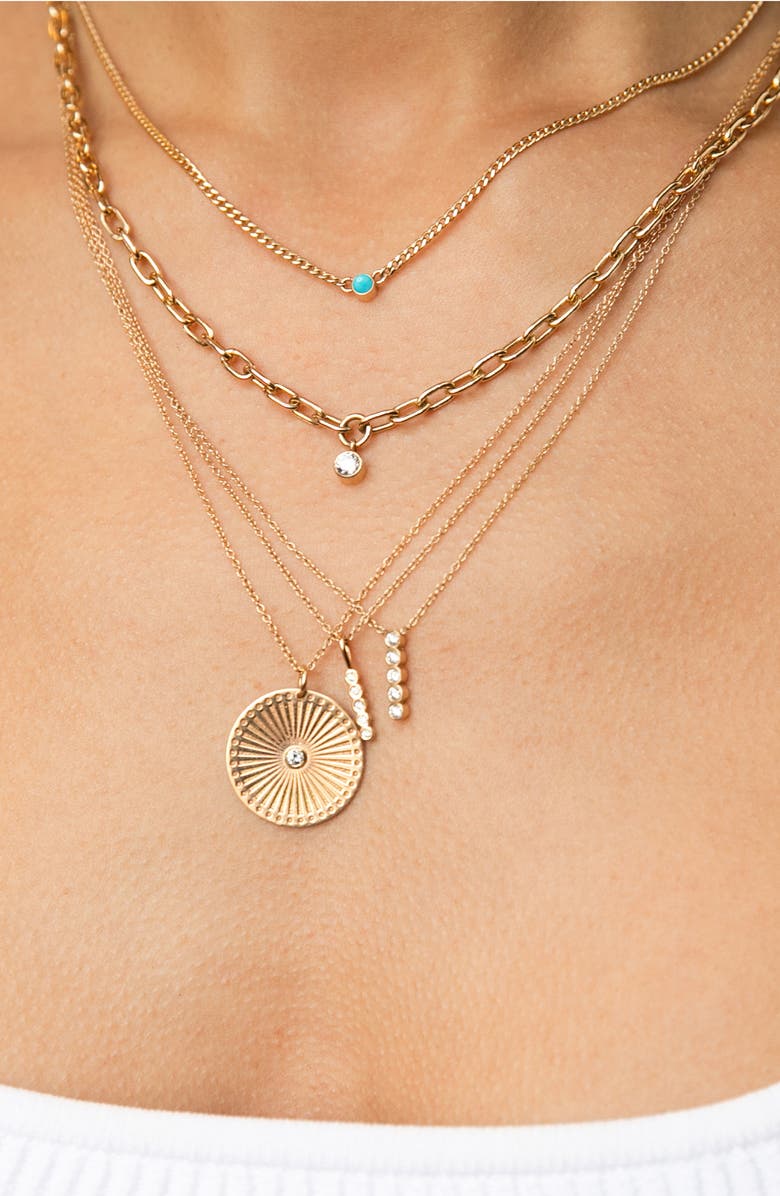 Zoë Chicco Turquoise Pendant Necklace, Alternate, color, 14K Yellow Gold