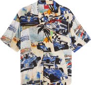 HUGO Espino Race Car Print Camp Shirt