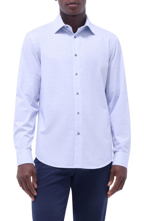 Bugatchi James Ooohcotton® Leaf Print Button-up Shirt In Air Blue