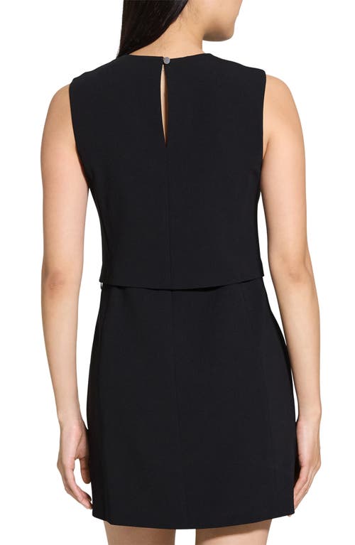 Theory Crepe Sculpted Layer Mini Dress In Black