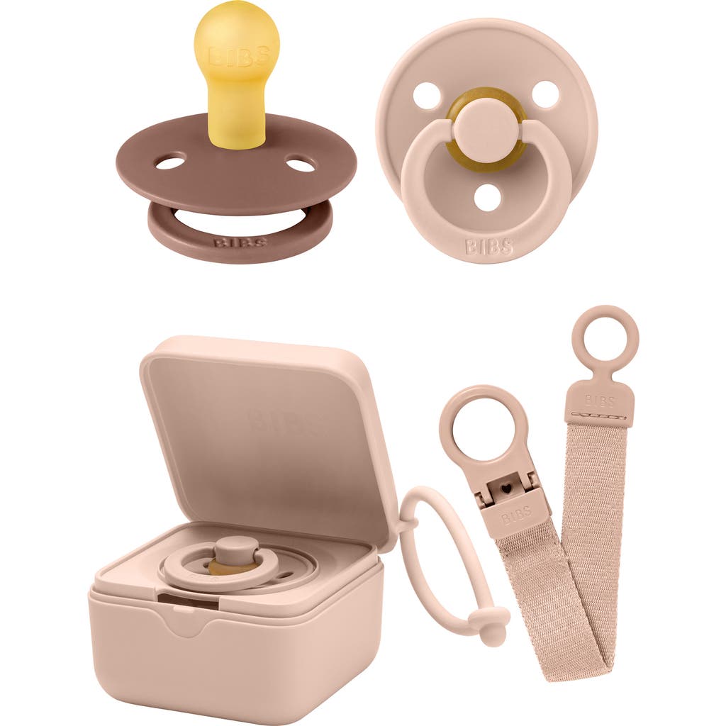 BIBS Pacifer, Pacifier Box & Pacifier Clip Set in Woodchuck/Blush at Nordstrom