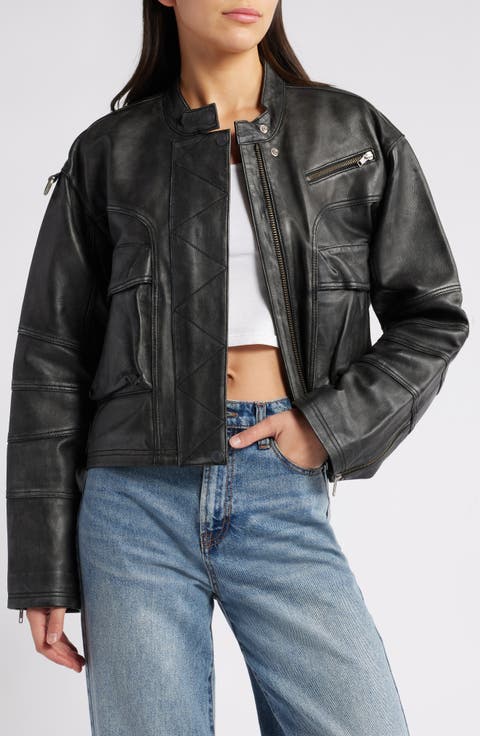 Adrienne Leather Bomber Jacket