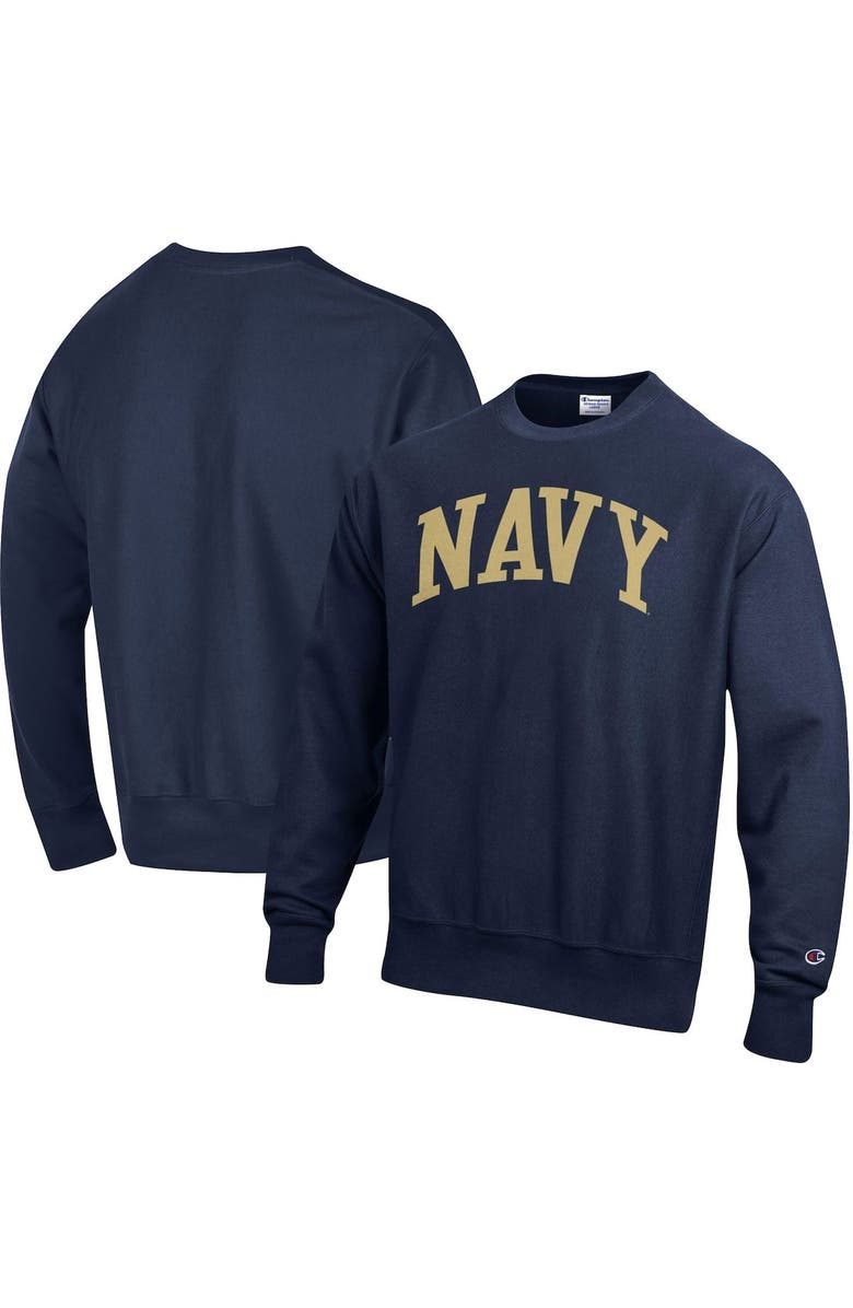 Champion Men's Champion Navy Navy Midshipmen Arch Reverse Weave Pullover Sweatshirt, Alternate, color, 